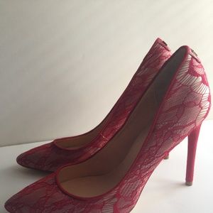 Red Lace Ivanka Trump Stilletto Pump Size 10